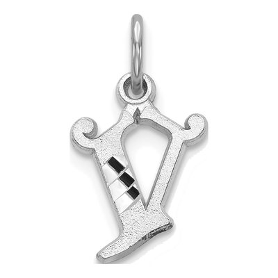 10K White Gold Initial V Pendant