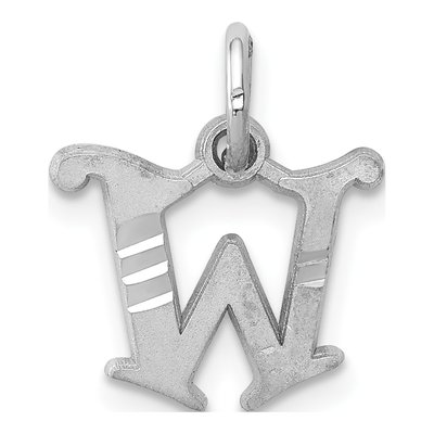10K White Gold Initial W Charm