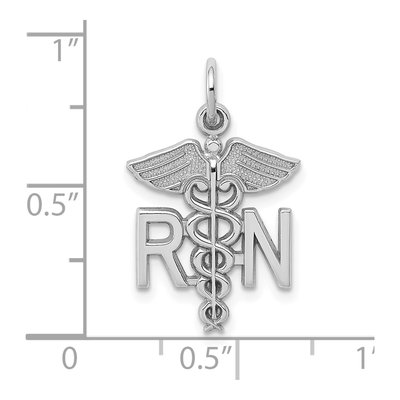 10K White Gold RN Caduceus Charm – view 3