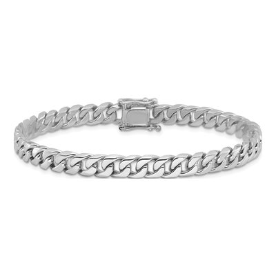 10K White Gold 6.8mm Flat Beveled Curb Chain Bracelet – view 4