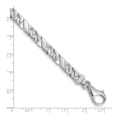 10K White Gold 6.7mm Fancy Link Chain Bracelet – view 2