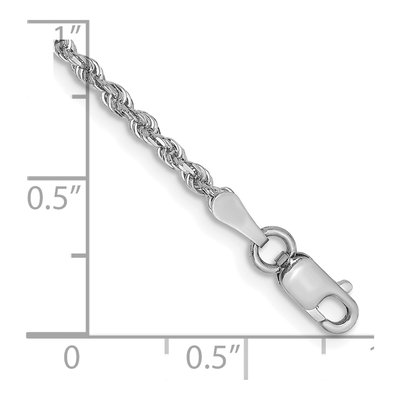 10K White Gold 2mm Diamond-Cut Quadruple Rope Chain Bracelet – view 2