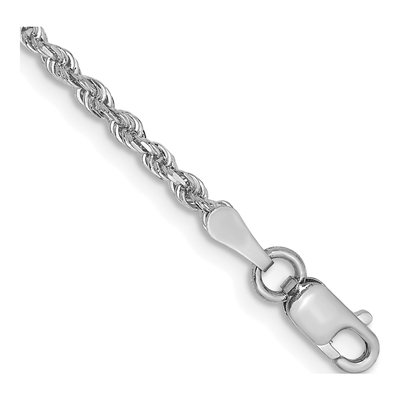 10K White Gold 2mm Diamond-Cut Quadruple Rope Chain Bracelet