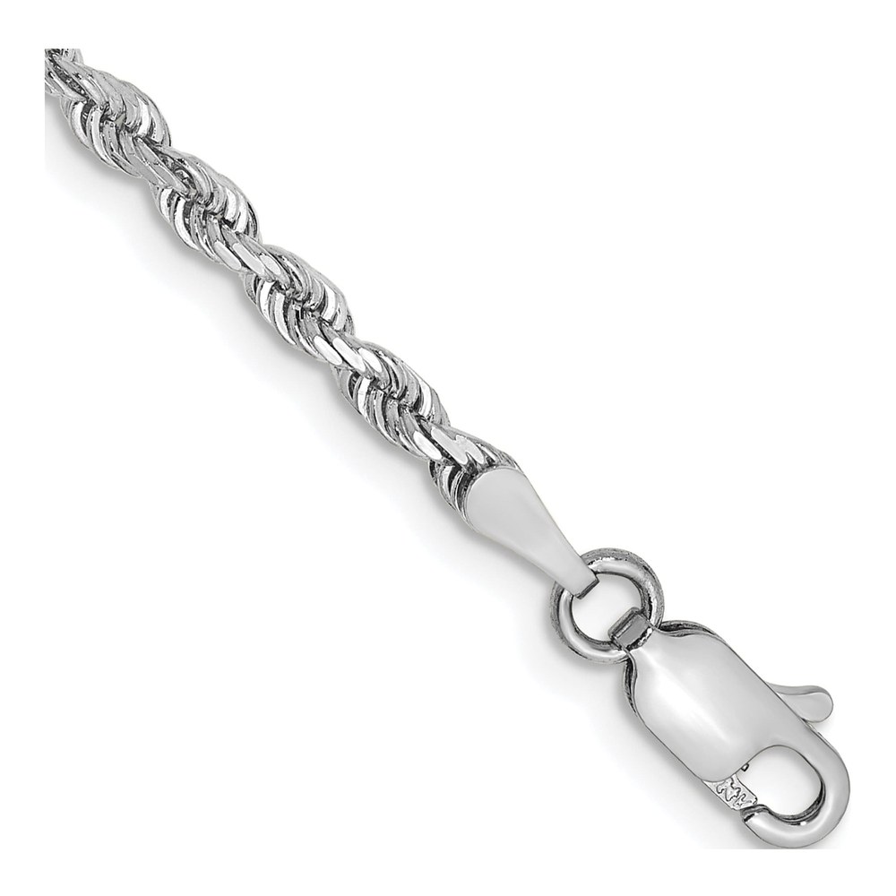 10K White Gold 2.75mm Diamond-Cut Quadruple Rope Chain Bracelet