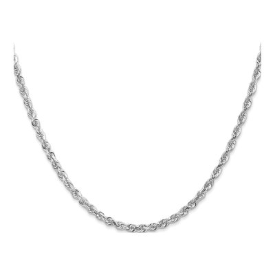 10K White Gold 3mm Diamond-Cut Quadruple Rope Chain – view 2
