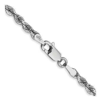 10K White Gold 3mm Diamond-Cut Quadruple Rope Chain – view 3