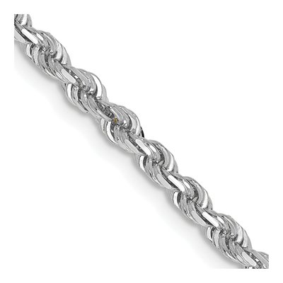 10K White Gold 3mm Diamond-Cut Quadruple Rope Chain