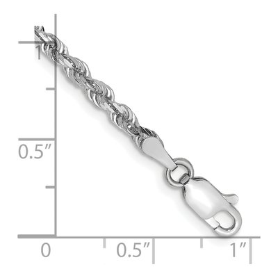 10K White Gold 3mm Diamond-Cut Quadruple Rope Chain Bracelet – view 2