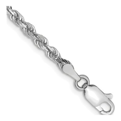 10K White Gold 3mm Diamond-Cut Quadruple Rope Chain Bracelet