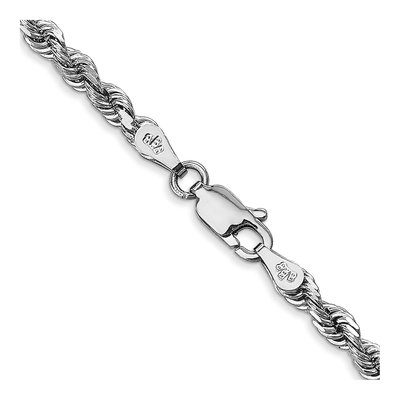 10K White Gold 3.35mm Diamond-Cut Quadruple Rope Chain – view 3
