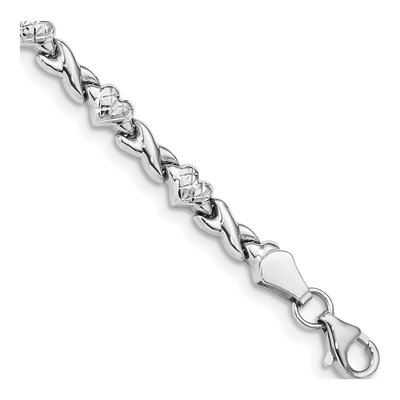 10K White Gold X-And-Heart Bracelet