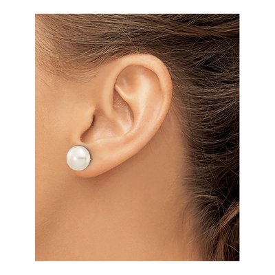 10K Yellow Gold Freshwater Cultured Pearl Button Stud Earrings – view 3