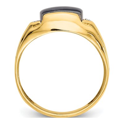 Men's 10K Yellow Gold Onyx & Diamond Cat's Eye Ring – view 3