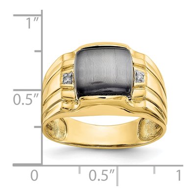 Men's 10K Yellow Gold Onyx & Diamond Cat's Eye Ring – view 4
