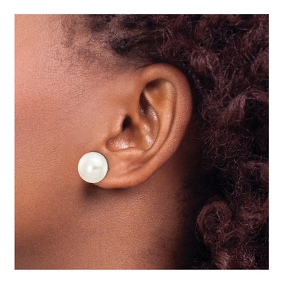 10K Yellow Gold Freshwater Cultured Pearl Button Stud Earrings – view 3