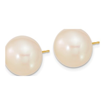 10K Yellow Gold Freshwater Cultured Pearl Button Stud Earrings – view 2