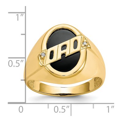 Men's 10K Yellow Gold Onyx & Diamond Dad Ring – view 3