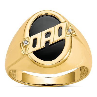 Men's 10K Yellow Gold Onyx & Diamond Dad Ring