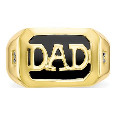 Men's 10K Yellow Gold Onyx & Diamond DAD Ring – view 6