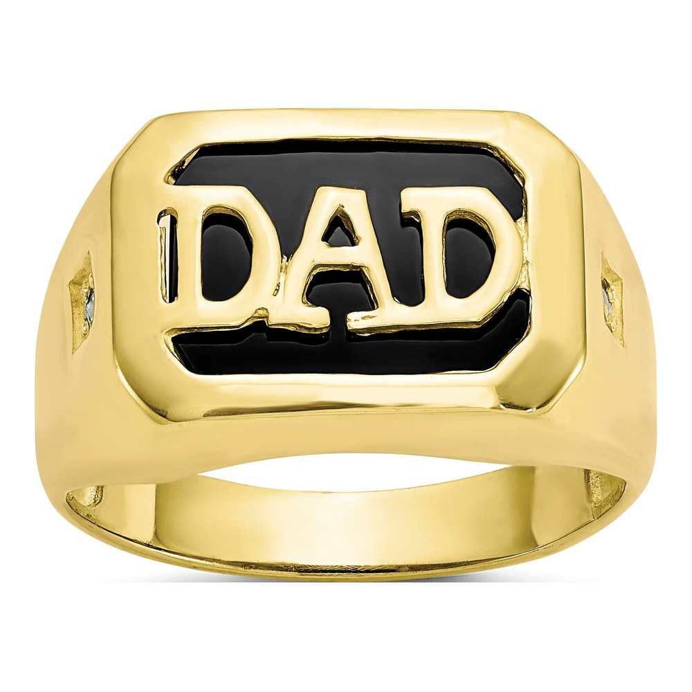 Men's 10K Yellow Gold Onyx & Diamond DAD Ring