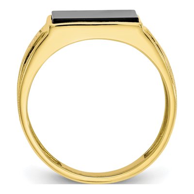 Men's 10K Yellow Gold Onyx & Diamond Ring – view 3