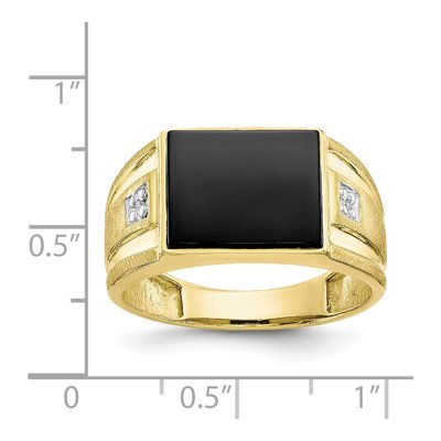 Men's 10K Yellow Gold Onyx & Diamond Ring – view 4