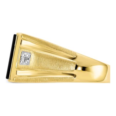 Men's 10K Yellow Gold Onyx & Diamond Ring – view 5