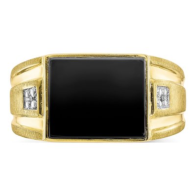 Men's 10K Yellow Gold Onyx & Diamond Ring – view 6