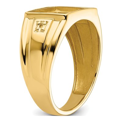 Men's 10K Yellow Gold Holds Diamonds Rectangle Onyx Ring Mounting – view 6