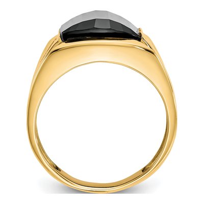 Men's 10K Yellow Gold Onyx & Diamond Barrel Ring – view 3