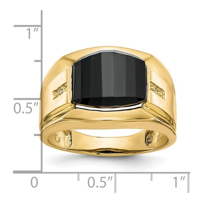Men's 10K Yellow Gold Onyx & Diamond Barrel Ring – view 4