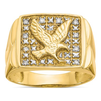 Men's 10K Yellow Gold 1/8 ct tw Diamond Eagle Ring