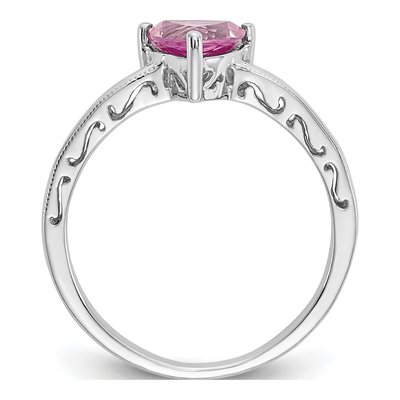 10K White Gold Lab-Created Pink Sapphire Ring – view 2