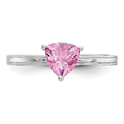 10K White Gold Lab-Created Pink Sapphire Ring – view 5