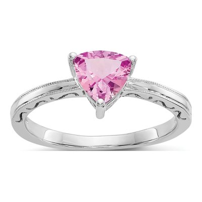 10K White Gold Lab-Created Pink Sapphire Ring