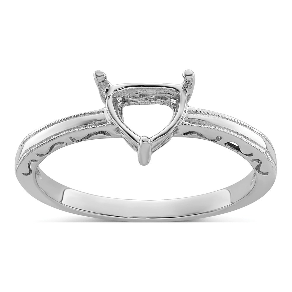 10K White Gold Ring Mounting for 6mm Trillion Gem