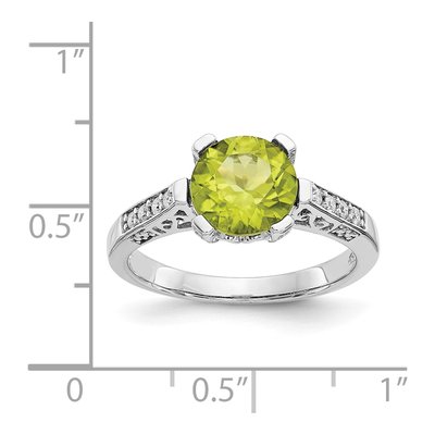 10K White Gold 1/10 ct tw Peridot & Diamond Round Ring – view 4