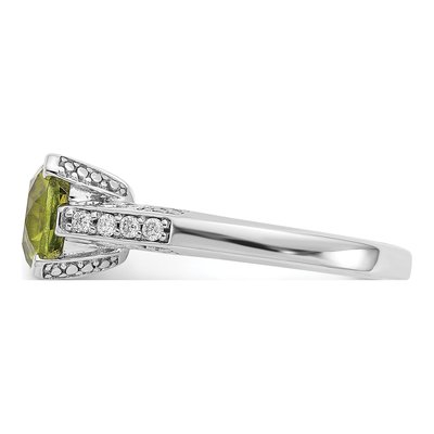 10K White Gold 1/10 ct tw Peridot & Diamond Round Ring – view 5