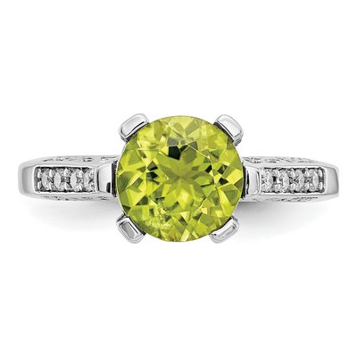 10K White Gold 1/10 ct tw Peridot & Diamond Round Ring – view 6