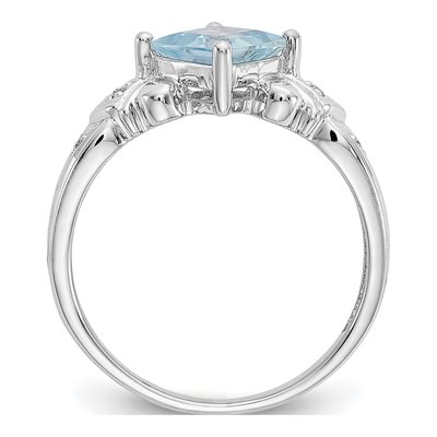 10K White Gold Aquamarine & Diamond Princess Ring – view 3
