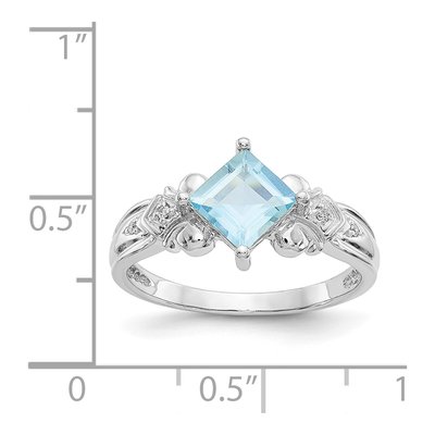 10K White Gold Aquamarine & Diamond Princess Ring – view 4