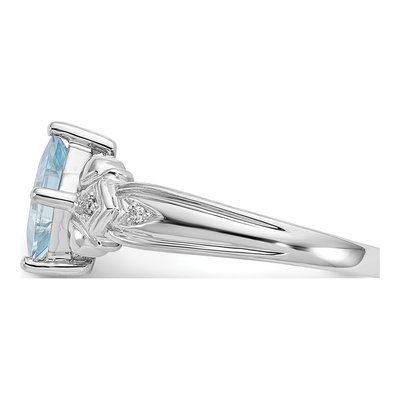 10K White Gold Aquamarine & Diamond Princess Ring – view 5