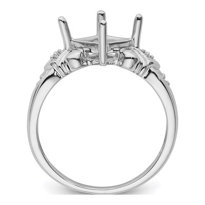 10K White Gold Princess Round Ring Mounting – view 4