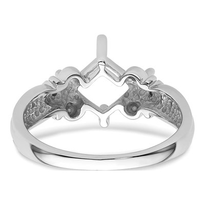 10K White Gold Princess Round Ring Mounting – view 5
