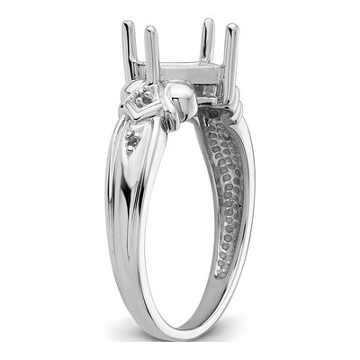 10K White Gold Princess Round Ring Mounting – view 6