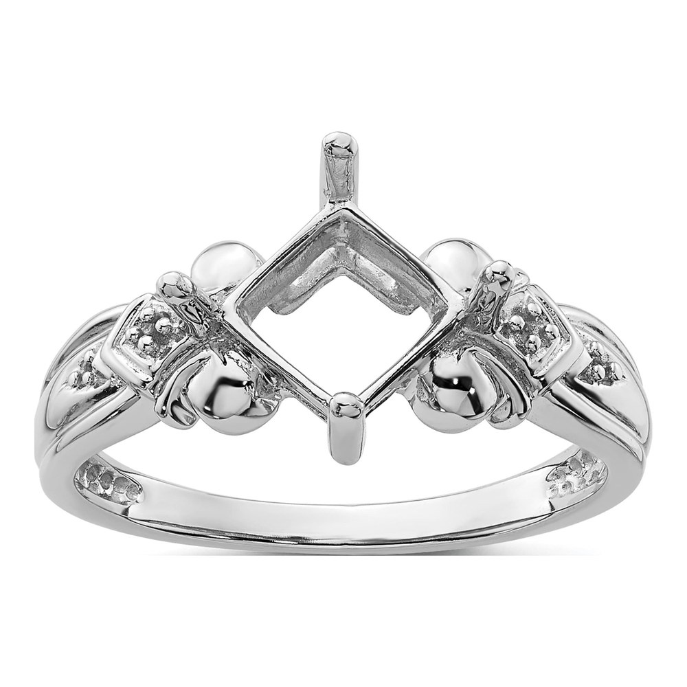 10K White Gold Princess Round Ring Mounting