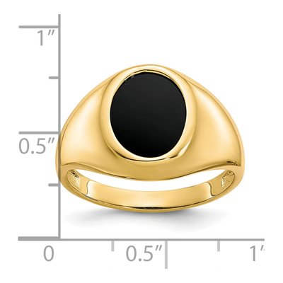 Men's 10K Yellow Gold Onyx Oval Ring – view 4