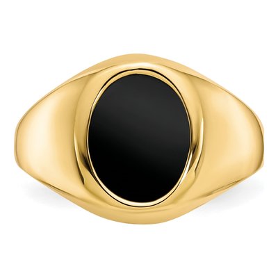 Men's 10K Yellow Gold Onyx Oval Ring – view 6