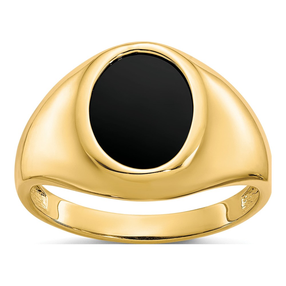 Men's 10K Yellow Gold Onyx Oval Ring