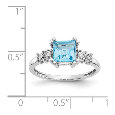 10K White Gold 1/20 ct tw Swiss Blue Topaz & Diamond Ring – view 3